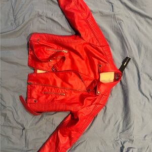 Fashion Nova Vibrant Red Leather Jacket